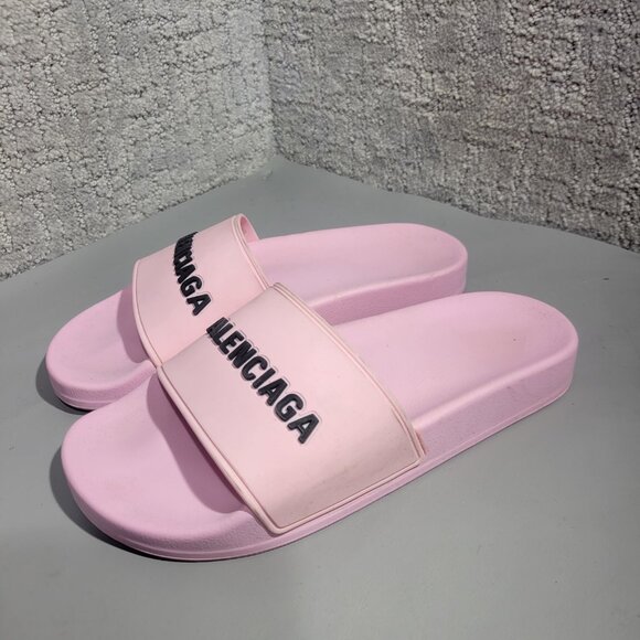 Balenciaga Pool Women’s Size 6 US Pink Piscine Logo Rubber Slide Sandals - Picture 1 of 5